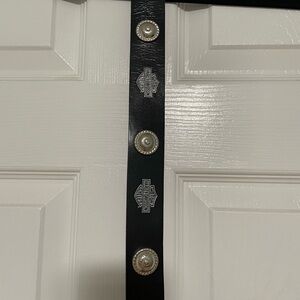 Harley Davidson Black Leather Belt with Silver Buckle. Size 30.